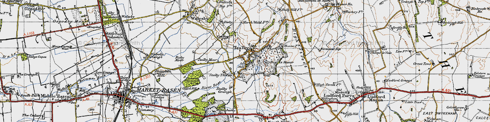 Old map of Tealby in 1946