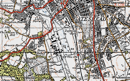 Old map of Team Valley in 1947