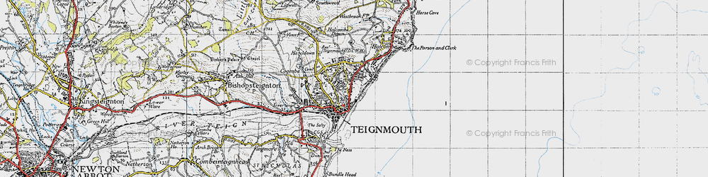 Old map of Teignmouth in 1946