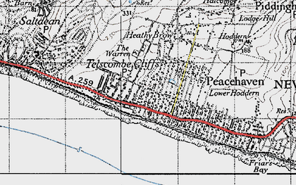 Old map of Telscombe Cliffs in 1940