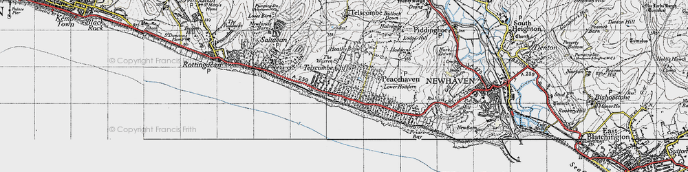 Old map of Telscombe Cliffs in 1940