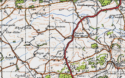 Old map of Bryngwynne Uchaf in 1947