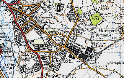 Old map of Temple Cowley in 1947