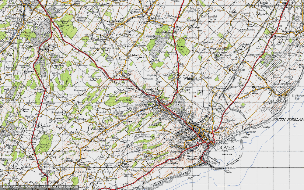 Old Map of Temple Ewell, 1947 in 1947