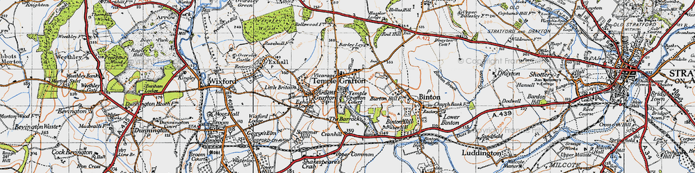 Old map of Temple Grafton in 1947