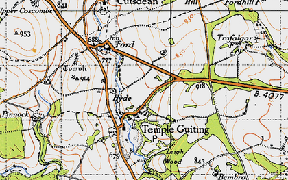 Old map of Temple Guiting in 1946
