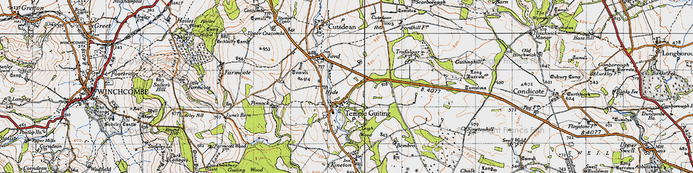 Old map of Temple Guiting in 1946