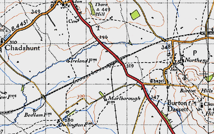 Old map of Temple Herdewyke in 1946