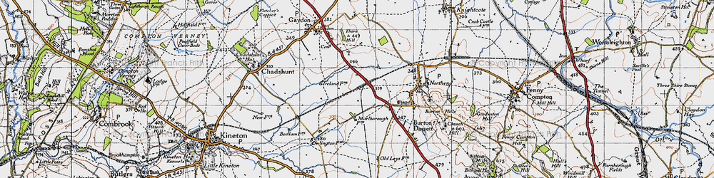 Old map of Temple Herdewyke in 1946