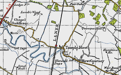 Old map of Temple Hirst in 1947