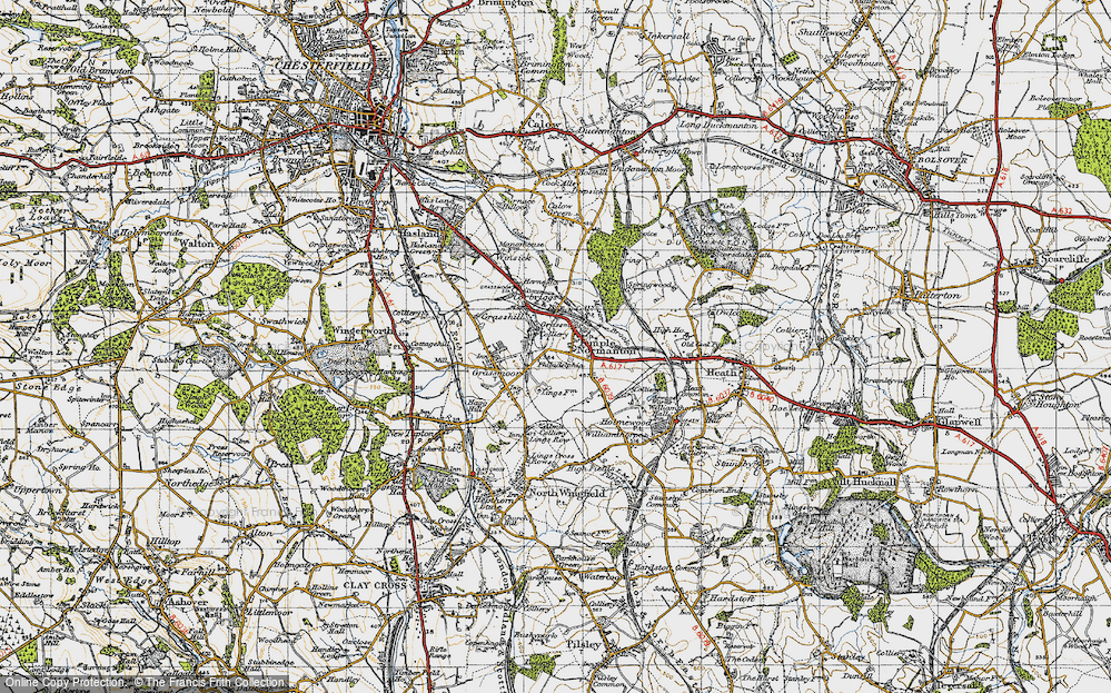 Old Map of Temple Normanton, 1947 in 1947