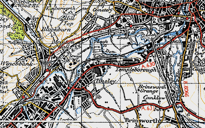 Old map of Templeborough in 1947