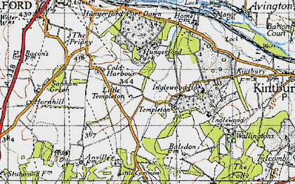 Old map of Templeton in 1945