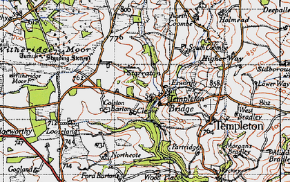 Old map of Templeton Bridge in 1946