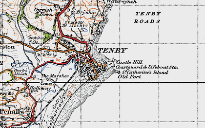 Old map of Tenby in 1946