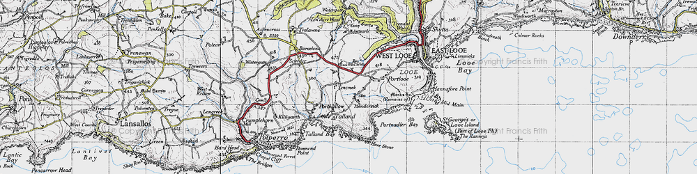Old map of Tencreek in 1946