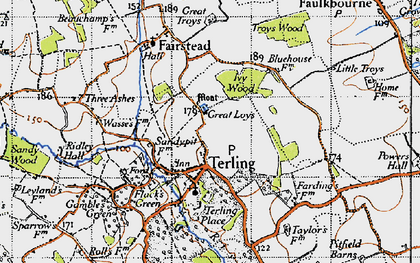 Old map of Terling in 1945