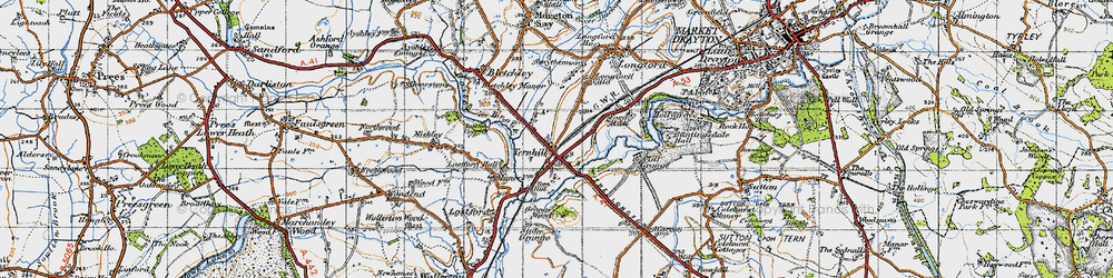 Old map of Ternhill in 1947