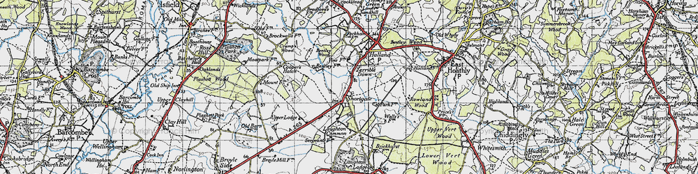 Old map of Terrible Down in 1940