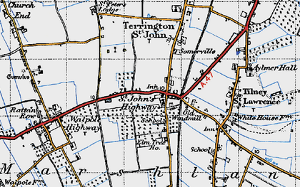 Old map of Terrington St John in 1946