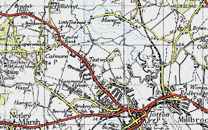 Old map of Testwood in 1945