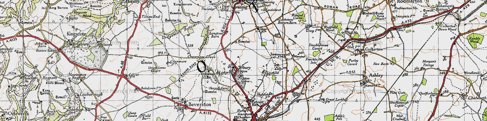 Old map of Tetbury Upton in 1946