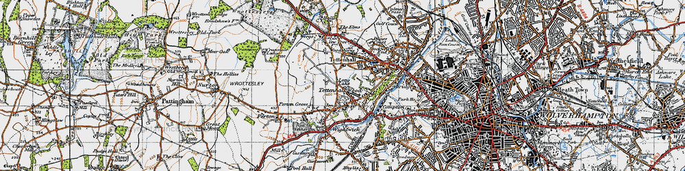 Old map of Tettenhall Wood in 1946