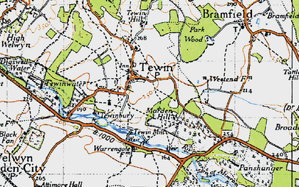 Old map of Tewin in 1946