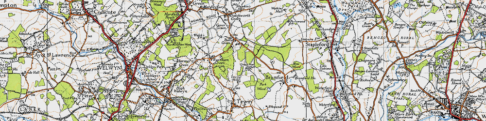 Old map of Tewin Wood in 1946