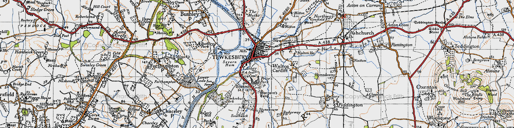 Old map of Tewkesbury in 1946