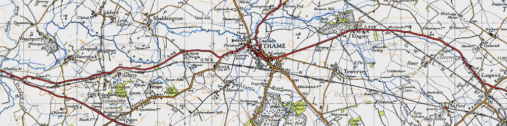 Old map of Thame in 1947