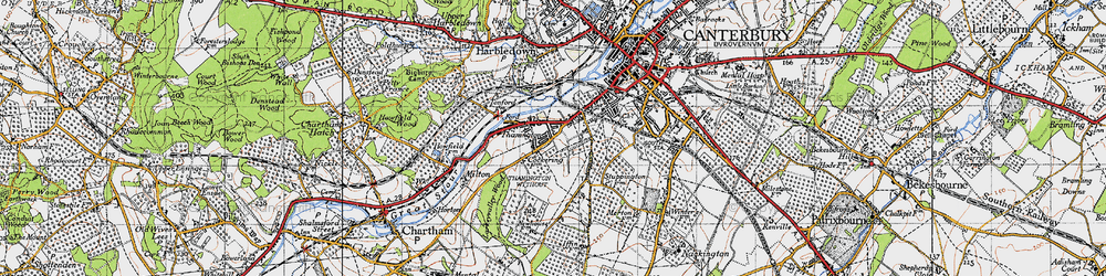 Old map of Thanington in 1947