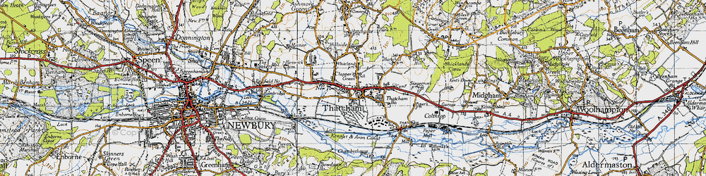 Old map of Thatcham in 1945