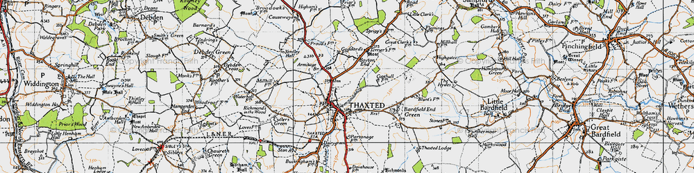 Old map of Thaxted in 1946