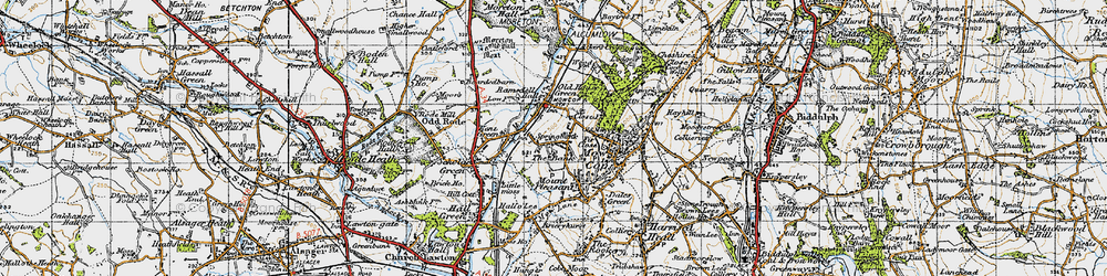 Old map of Ackers Crossing in 1947