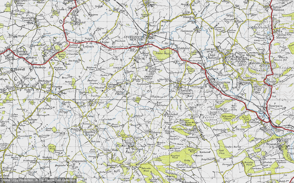 Old Map of Historic Map covering Banbury Hill in 1945