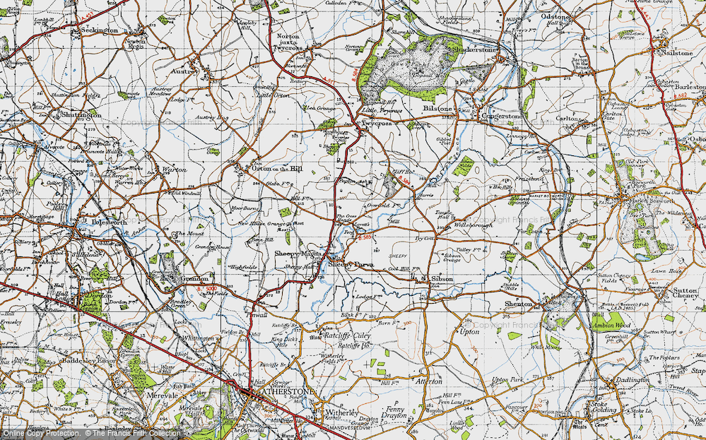 Old Map of Historic Map covering Sibson Mill in 1946