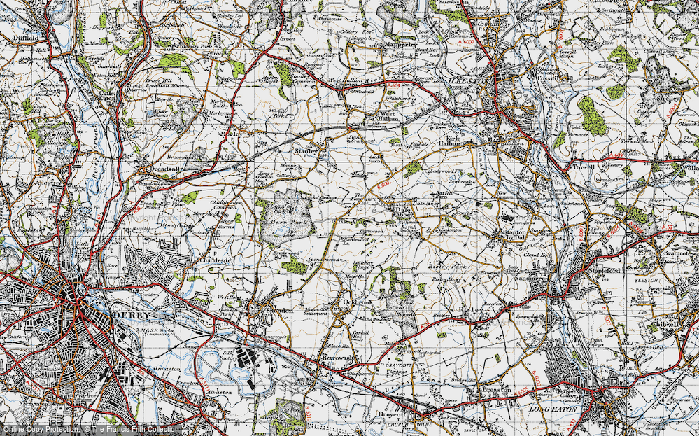 Old Map of Historic Map covering Burnwood in 1946