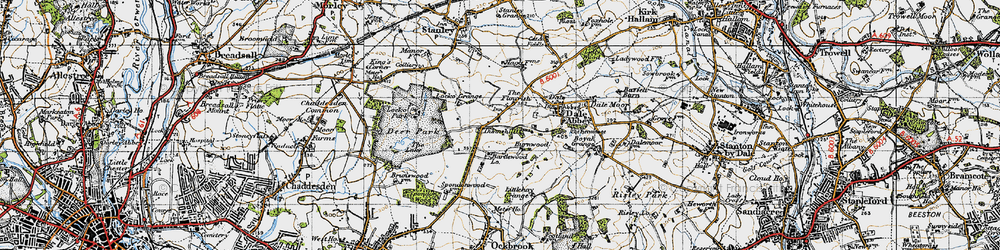 Old map of Burnwood in 1946