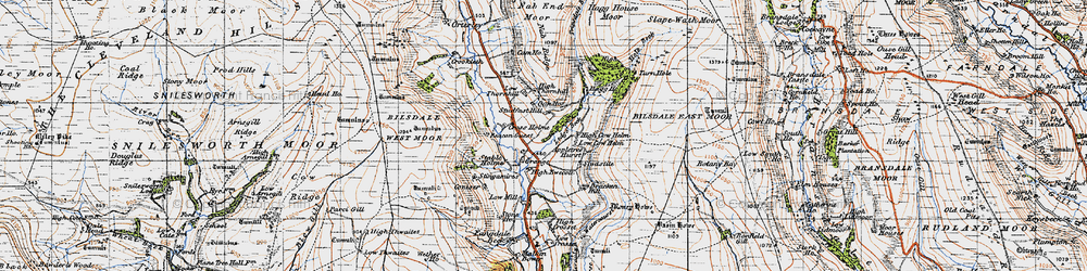 Old map of Bilsdale East Moor in 1947