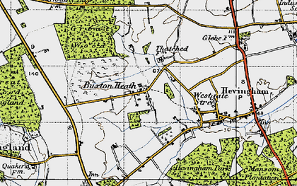 Old map of Buxton Heath in 1945