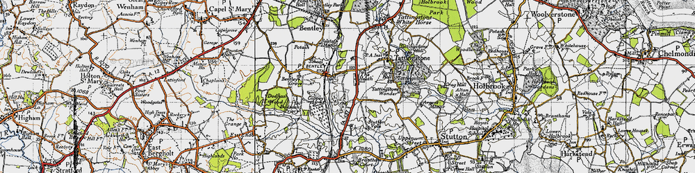 Old map of Brantham Court in 1946
