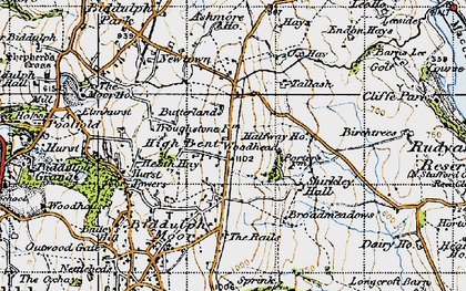 Old map of The Hollands in 1947