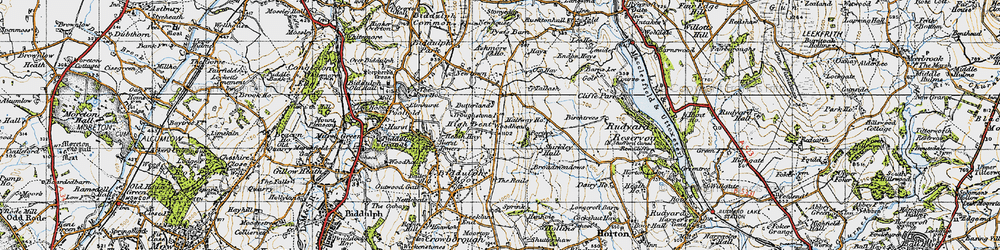 Old map of Butterlands in 1947