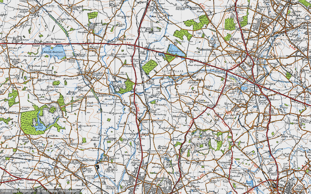 Old Map of Historic Map covering Aspley Fm in 1946