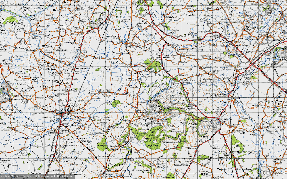 Old Map of Historic Map covering Hawkstone Park in 1947