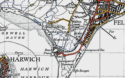 Old map of The Port of Felixstowe in 1946