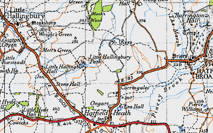 Old map of The Ryes in 1946