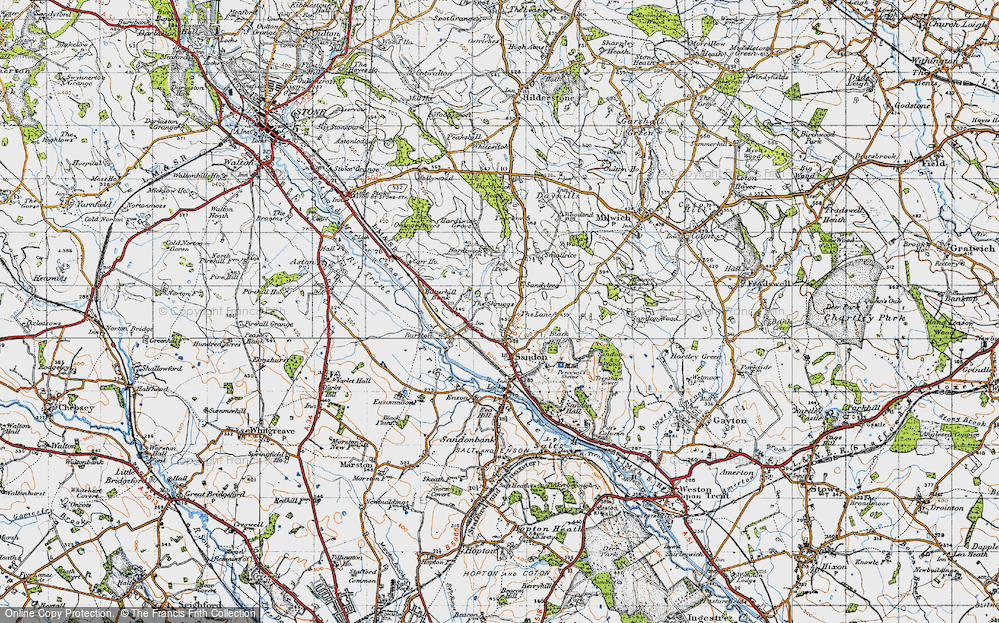 Old Map of The Shruggs, 1946 in 1946