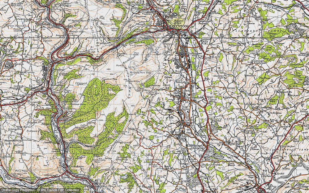 Old Map of Historic Map covering Blaen Bran Resrs in 1947